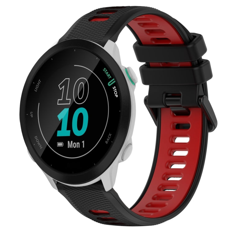 For Garmin Forerunner 55 20mm Sports Two-Color Silicone Watch Band(Black+Red) - Smart Wear by PMC Jewellery | Online Shopping South Africa | PMC Jewellery