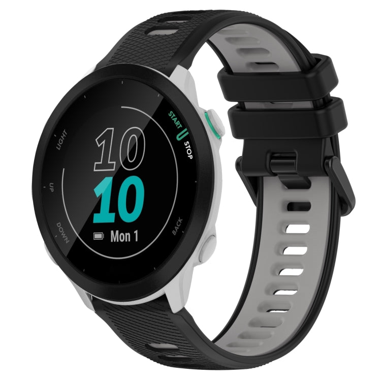 For Garmin Forerunner 55 20mm Sports Two-Color Silicone Watch Band(Black+Grey) - Smart Wear by PMC TechLife | Online Shopping South Africa | PMC TechLife