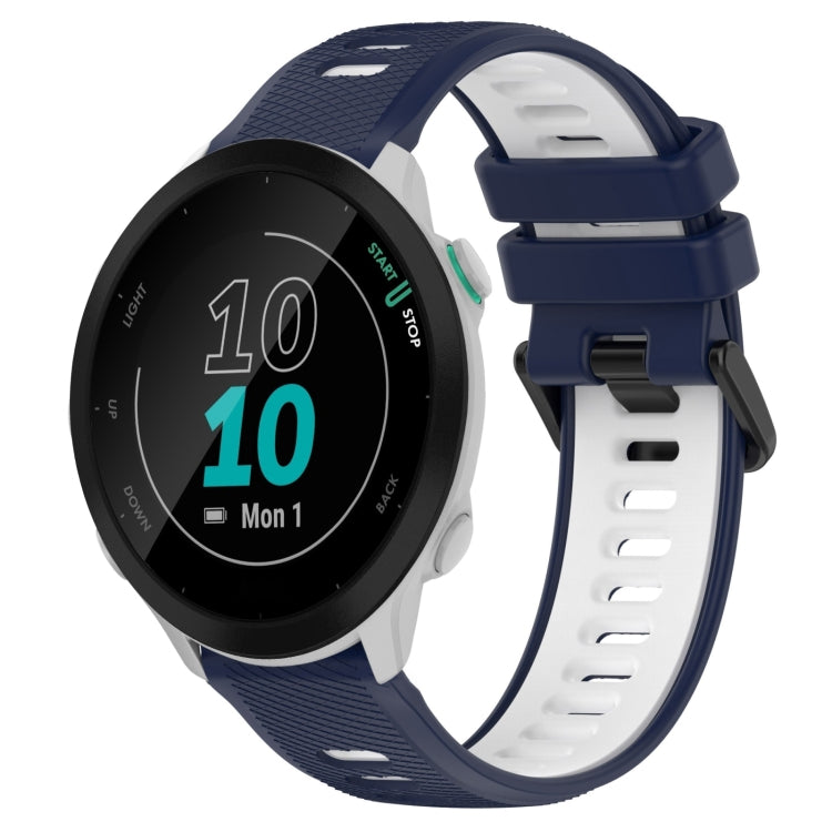 For Garmin Forerunner 55 20mm Sports Two-Color Silicone Watch Band(Midnight Blue+White) - Smart Wear by PMC TechLife | Online Shopping South Africa | PMC TechLife