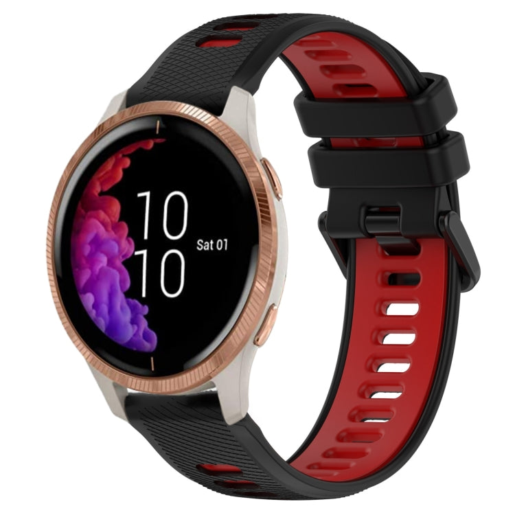 For Garmin Venu 20mm Sports Two-Color Silicone Watch Band(Black+Red) - Smart Wear by PMC TechLife | Online Shopping South Africa | PMC TechLife