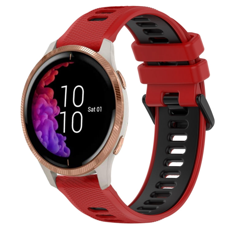 For Garmin Venu 20mm Sports Two-Color Silicone Watch Band(Red+Black) - Smart Wear by PMC TechLife | Online Shopping South Africa | PMC TechLife