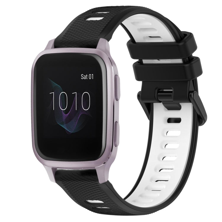 For Garmin Venu SQ 20mm Sports Two-Color Silicone Watch Band(Black+White) - Smart Wear by PMC TechLife | Online Shopping South Africa | PMC TechLife