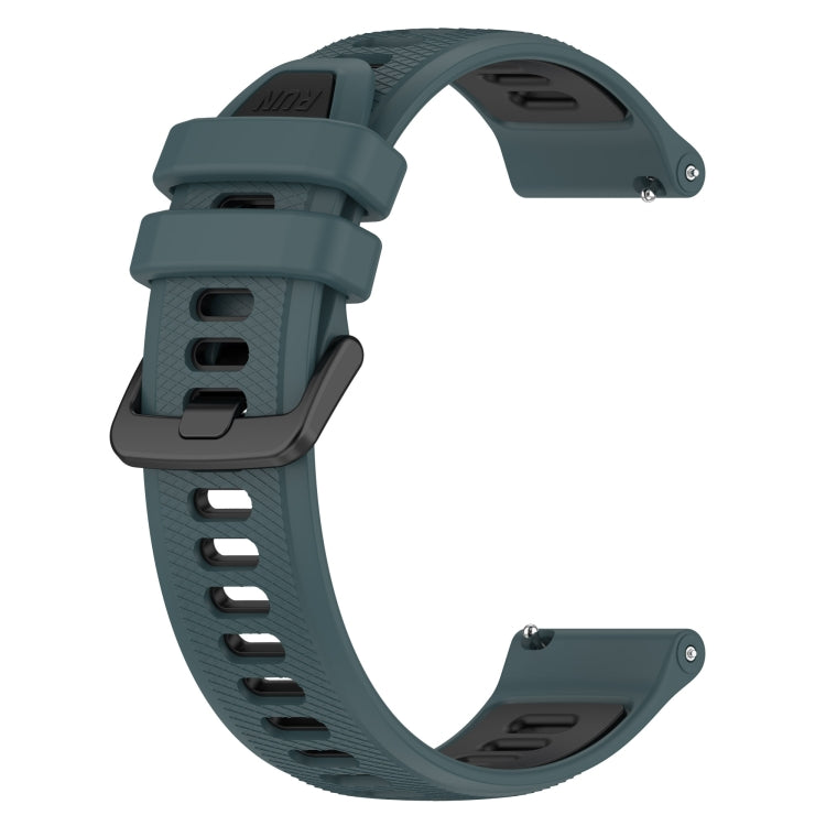 For Garmin VivoMove Style 20mm Sports Two-Color Silicone Watch Band(Olive Green+Black) - Watch Bands by PMC Jewellery | Online Shopping South Africa | PMC Jewellery