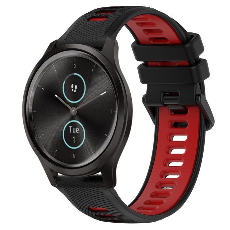 For Garmin VivoMove Style 20mm Sports Two-Color Silicone Watch Band(Black+Red) - Smart Wear by PMC Jewellery | Online Shopping South Africa | PMC Jewellery