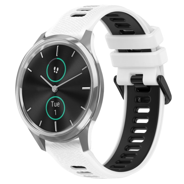 For Garmin VivoMove Luxe 20mm Sports Two-Color Silicone Watch Band(White+Black) - Smart Wear by PMC Jewellery | Online Shopping South Africa | PMC Jewellery