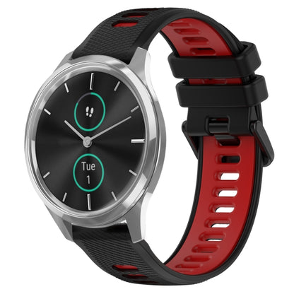 For Garmin VivoMove Luxe 20mm Sports Two-Color Silicone Watch Band(Black+Red) - Smart Wear by PMC Jewellery | Online Shopping South Africa | PMC Jewellery