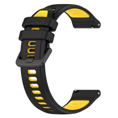 For Garmin VivoMove Luxe 20mm Sports Two-Color Silicone Watch Band(Black+Yellow) - Smart Wear by PMC Jewellery | Online Shopping South Africa | PMC Jewellery
