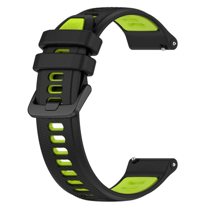 For Garmin VivoMove Luxe 20mm Sports Two-Color Silicone Watch Band(Black+Green) -  by PMC Jewellery | Online Shopping South Africa | PMC Jewellery