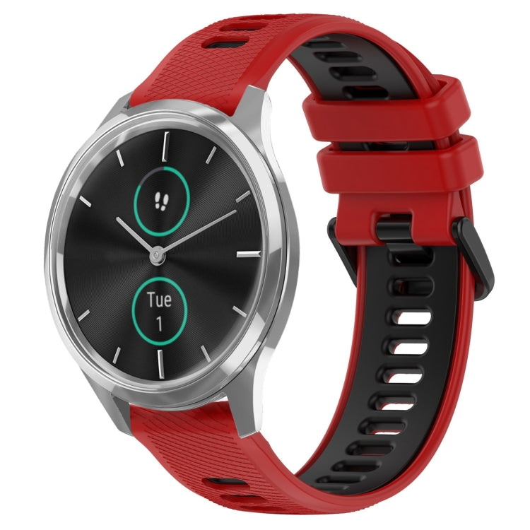 For Garmin VivoMove Luxe 20mm Sports Two-Color Silicone Watch Band(Red+Black) -  by PMC Jewellery | Online Shopping South Africa | PMC Jewellery