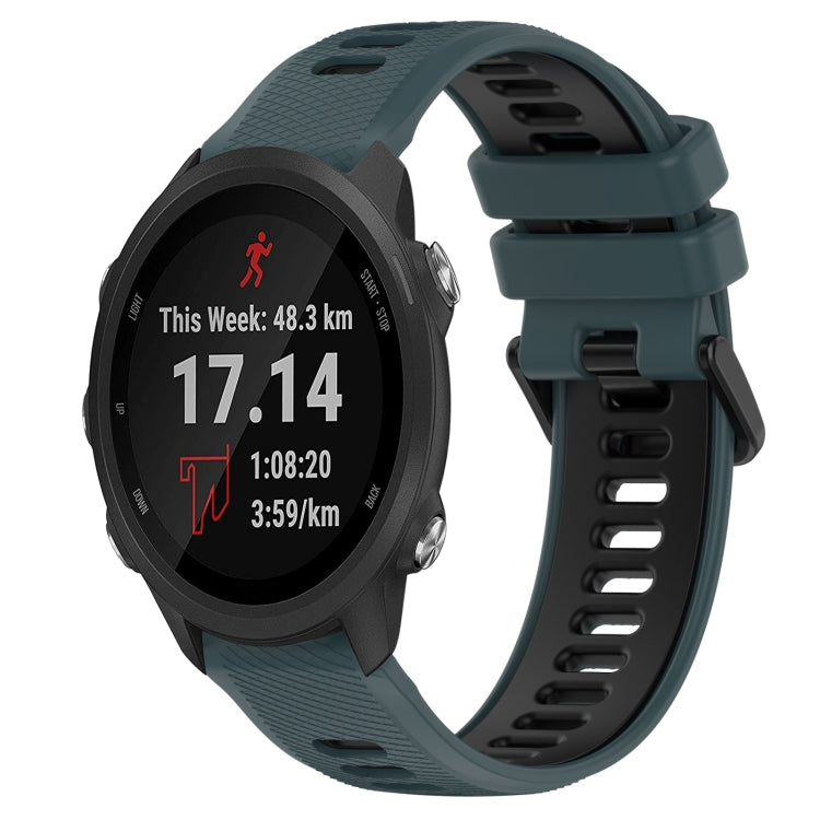 For Garmin Forerunner 245 20mm Sports Two-Color Silicone Watch Band(Olive Green+Black) - Smart Wear by PMC TechLife | Online Shopping South Africa | PMC TechLife