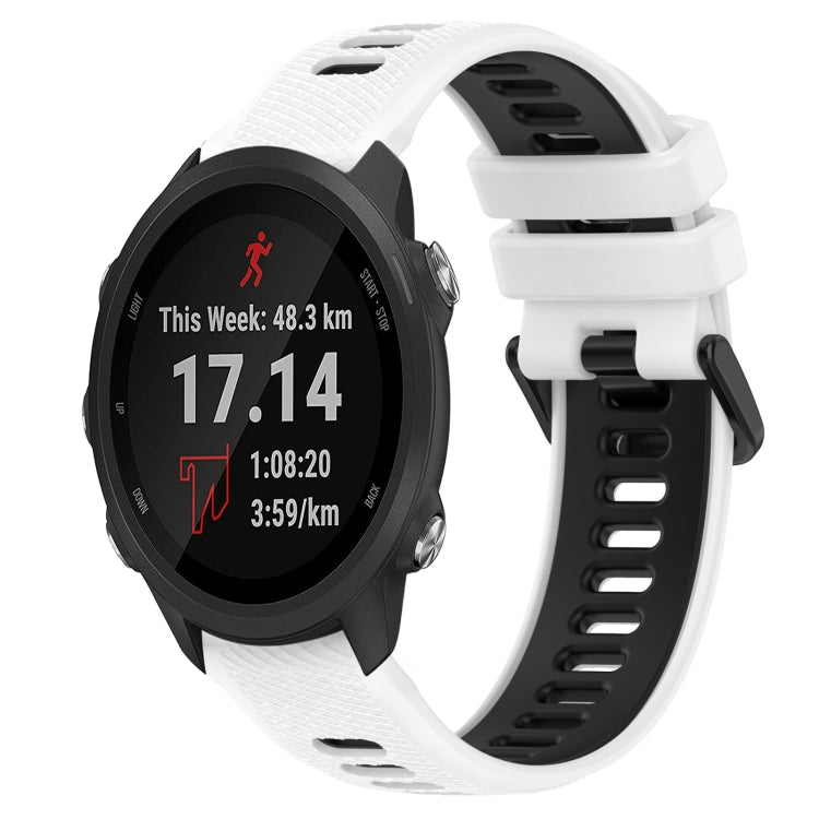 For Garmin Forerunner 245 Music 20mm Sports Two-Color Silicone Watch Band(White+Black) - Smart Wear by PMC Jewellery | Online Shopping South Africa | PMC Jewellery