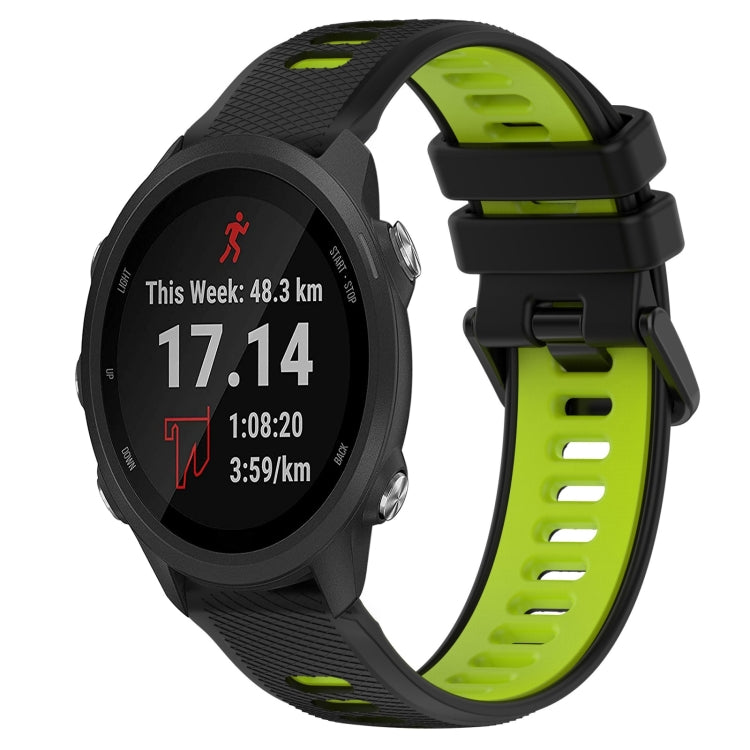 For Garmin Forerunner 245 Music 20mm Sports Two-Color Silicone Watch Band(Black+Green) - Smart Wear by PMC Jewellery | Online Shopping South Africa | PMC Jewellery