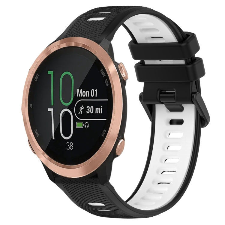 For Garmin Forerunner 645 20mm Sports Two-Color Silicone Watch Band(Black+White) - Smart Wear by PMC TechLife | Online Shopping South Africa | PMC TechLife