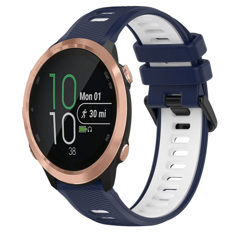 For Garmin Forerunner 645 20mm Sports Two-Color Silicone Watch Band(Midnight Blue+White) - Smart Wear by PMC TechLife | Online Shopping South Africa | PMC TechLife