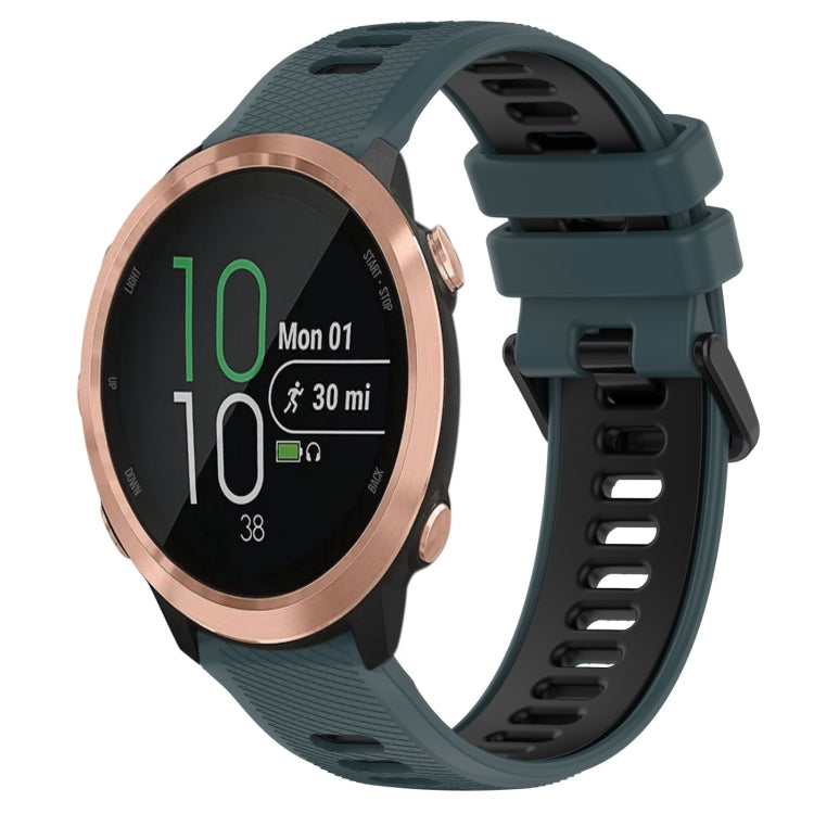 For Garmin Forerunner 645 Music 20mm Sports Two-Color Silicone Watch Band(Olive Green+Black) - Smart Wear by PMC TechLife | Online Shopping South Africa | PMC TechLife