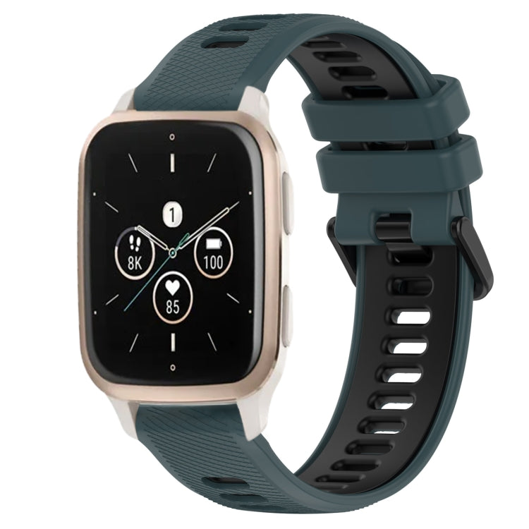 For Garmin Forerunner Sq2 20mm Sports Two-Color Silicone Watch Band(Olive Green+Black) - Smart Wear by PMC TechLife | Online Shopping South Africa | PMC TechLife
