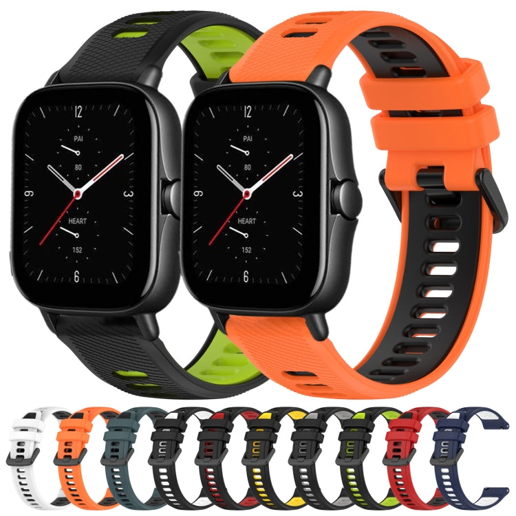 For Amazfit GTS 2E 20mm Sports Two-Color Silicone Watch Band(Black+White) - Smart Wear by PMC TechLife | Online Shopping South Africa | PMC TechLife