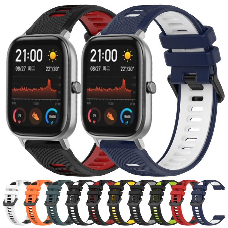 For Amazfit GTS 20mm Sports Two-Color Silicone Watch Band(Black+Green) -  by PMC TechLife | Online Shopping South Africa | PMC TechLife