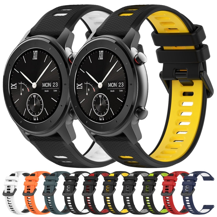 For Amazfit GTR 42mm 20mm Sports Two-Color Silicone Watch Band(Black+Yellow) - Smart Wear by PMC TechLife | Online Shopping South Africa | PMC TechLife