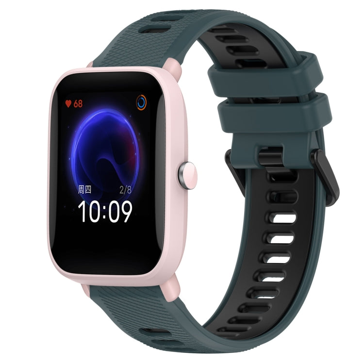 For Amazfit Pop Pro 20mm Sports Two-Color Silicone Watch Band(Olive Green + Black) -  by PMC TechLife | Online Shopping South Africa | PMC TechLife