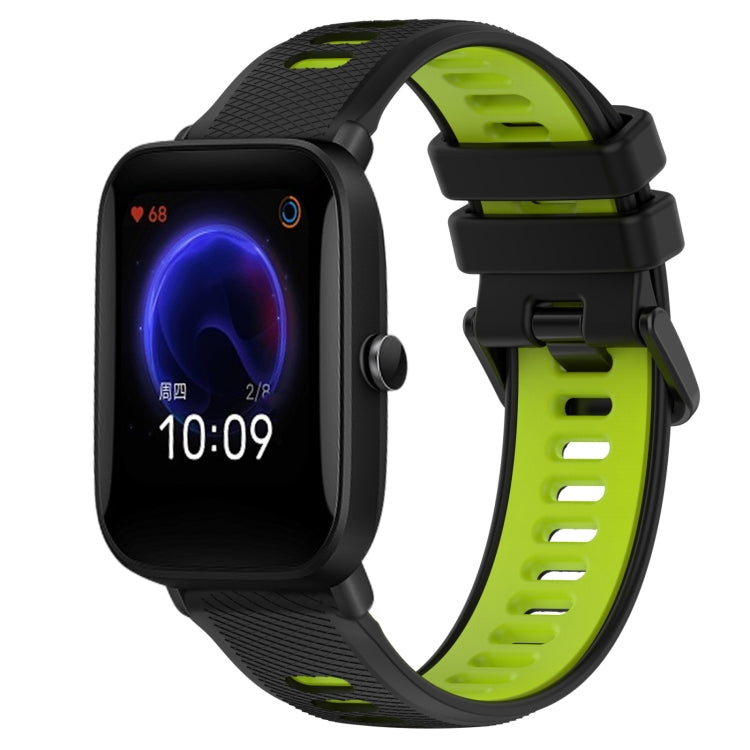 For Amazfit Pop 20mm Sports Two-Color Silicone Watch Band(Black+Green) -  by PMC TechLife | Online Shopping South Africa | PMC TechLife