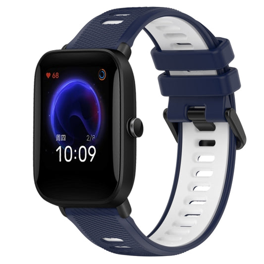 For Amazfit Pop 20mm Sports Two-Color Silicone Watch Band(Midnight Blue+White) -  by PMC Jewellery | Online Shopping South Africa | PMC Jewellery