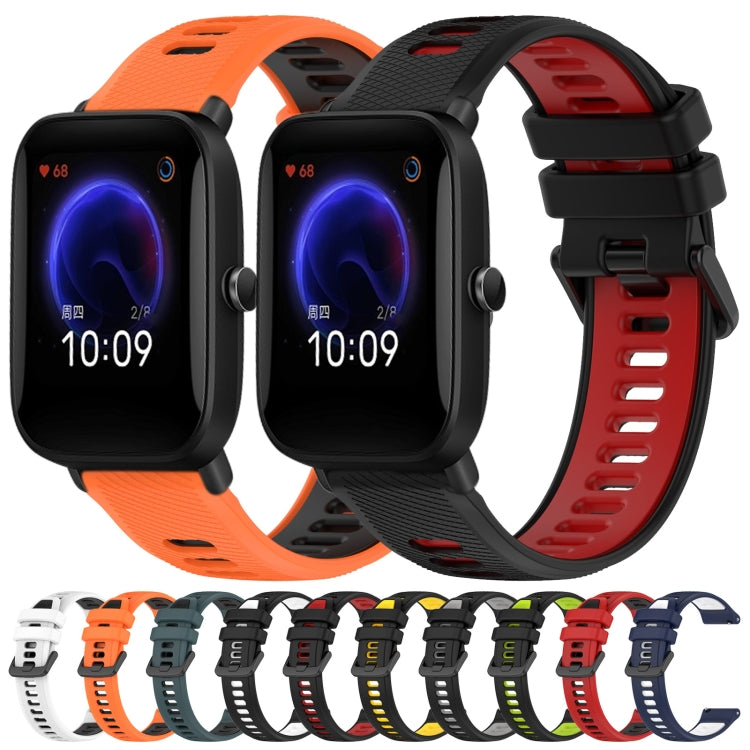 For Amazfit Pop 20mm Sports Two-Color Silicone Watch Band(Black+Yellow) - Smart Wear by PMC TechLife | Online Shopping South Africa | PMC TechLife