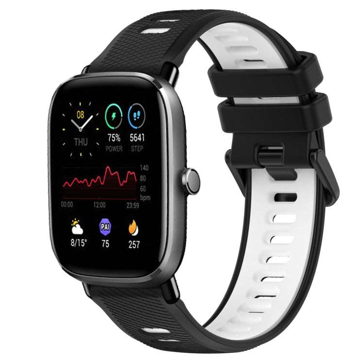 For Amazfit GTS 4 Mini 20mm Sports Two-Color Silicone Watch Band(Black+White) - Smart Wear by PMC TechLife | Online Shopping South Africa | PMC TechLife
