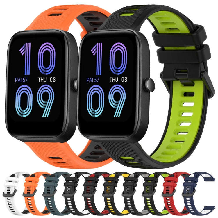 For Amazfit Bip3 20mm Sports Two-Color Silicone Watch Band(Black+Green) - Smart Wear by PMC TechLife | Online Shopping South Africa | PMC TechLife