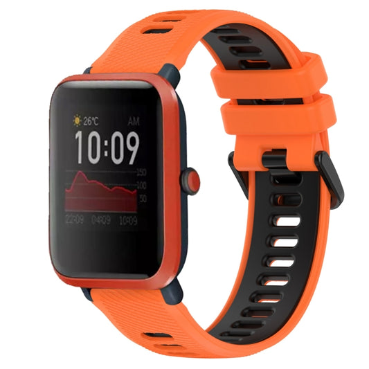 For Amazfit Bip 1S 20mm Sports Two-Color Silicone Watch Band(Orange+Black) -  by PMC Jewellery | Online Shopping South Africa | PMC Jewellery