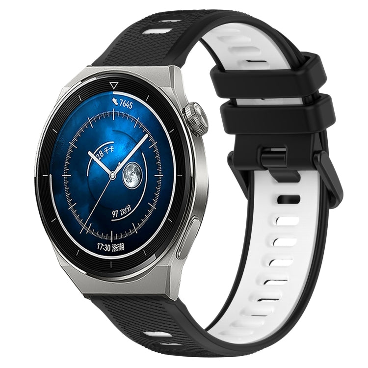For Huawei Watch GT3 Pro 43mm 20mm Sports Two-Color Silicone Watch Band(Black+White) - Smart Wear by PMC TechLife | Online Shopping South Africa | PMC TechLife
