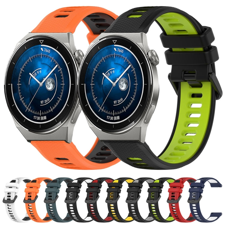 For Huawei Watch GT3 Pro 43mm 20mm Sports Two-Color Silicone Watch Band(White+Black) - Smart Wear by PMC TechLife | Online Shopping South Africa | PMC TechLife