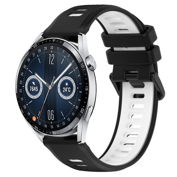 For Huawei Watch GT3 42mm 20mm Sports Two-Color Silicone Watch Band(Black+White) - Smart Wear by PMC TechLife | Online Shopping South Africa | PMC TechLife
