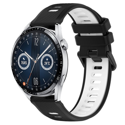 For Huawei Watch GT3 42mm 20mm Sports Two-Color Silicone Watch Band(Black+White) - Smart Wear by PMC Jewellery | Online Shopping South Africa | PMC Jewellery