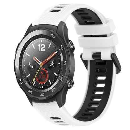 For Huawei Watch 2 20mm Sports Two-Color Silicone Watch Band(White+Black) -  by PMC Jewellery | Online Shopping South Africa | PMC Jewellery