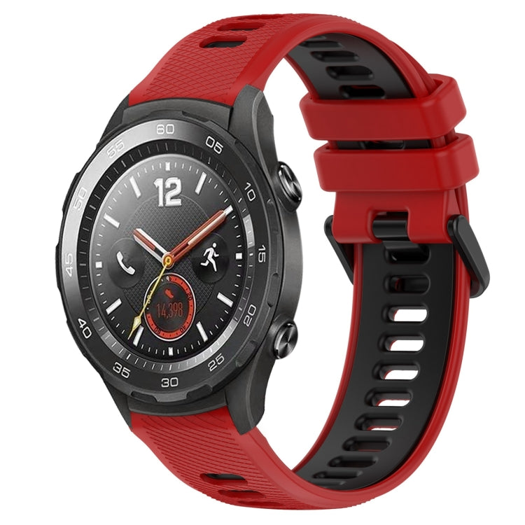 For Huawei Watch 2 20mm Sports Two-Color Silicone Watch Band(Red+Black) - Watch Bands by PMC Jewellery | Online Shopping South Africa | PMC Jewellery