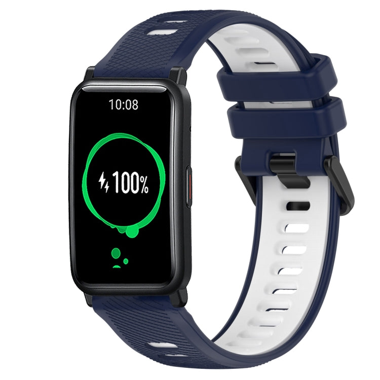 For Honor Watch ES 20mm Sports Two-Color Silicone Watch Band(Midnight Blue+White) - Smart Wear by PMC TechLife | Online Shopping South Africa | PMC TechLife