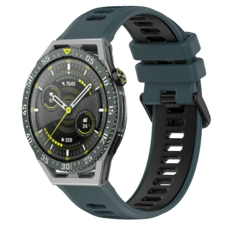 For Huawei Watch GT3 SE 22mm Sports Two-Color Silicone Watch Band(Olive Green+Black) - Smart Wear by PMC TechLife | Online Shopping South Africa | PMC TechLife
