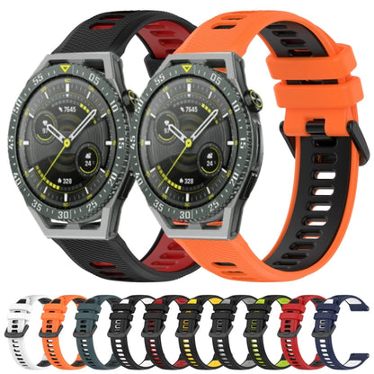 For Huawei Watch GT3 46mm 22mm Sports Two-Color Silicone Watch Band(Olive Green+Black) - Smart Wear by PMC Jewellery | Online Shopping South Africa | PMC Jewellery