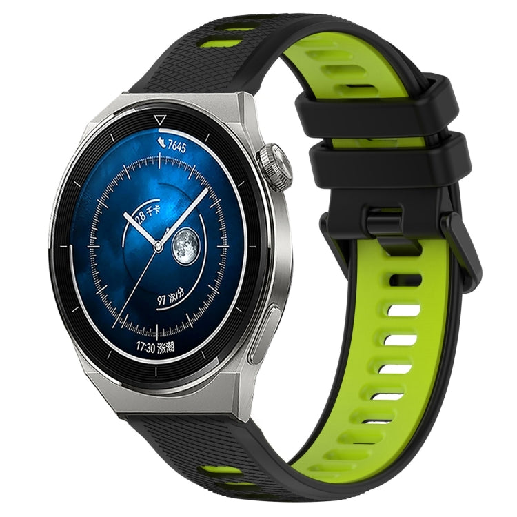 For Huawei Watch GT3 Pro 46mm 22mm Sports Two-Color Silicone Watch Band(Black+Green) - Smart Wear by PMC Jewellery | Online Shopping South Africa | PMC Jewellery