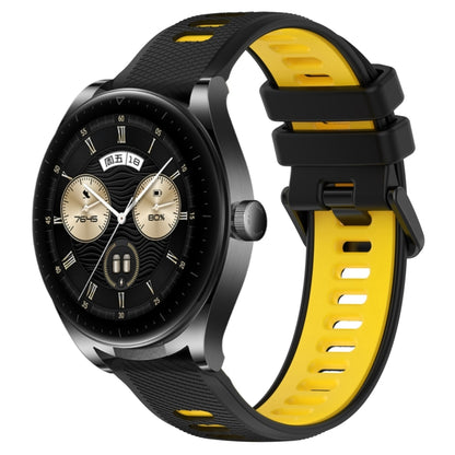 For Huawei Watch Buds 22mm Sports Two-Color Silicone Watch Band(Black+Yellow) - Smart Wear by PMC Jewellery | Online Shopping South Africa | PMC Jewellery