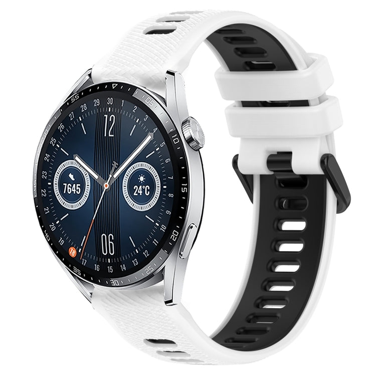 For Huawei Watch GT3 46mm 22mm Sports Two-Color Silicone Watch Band(White+Black) - Smart Wear by PMC Jewellery | Online Shopping South Africa | PMC Jewellery