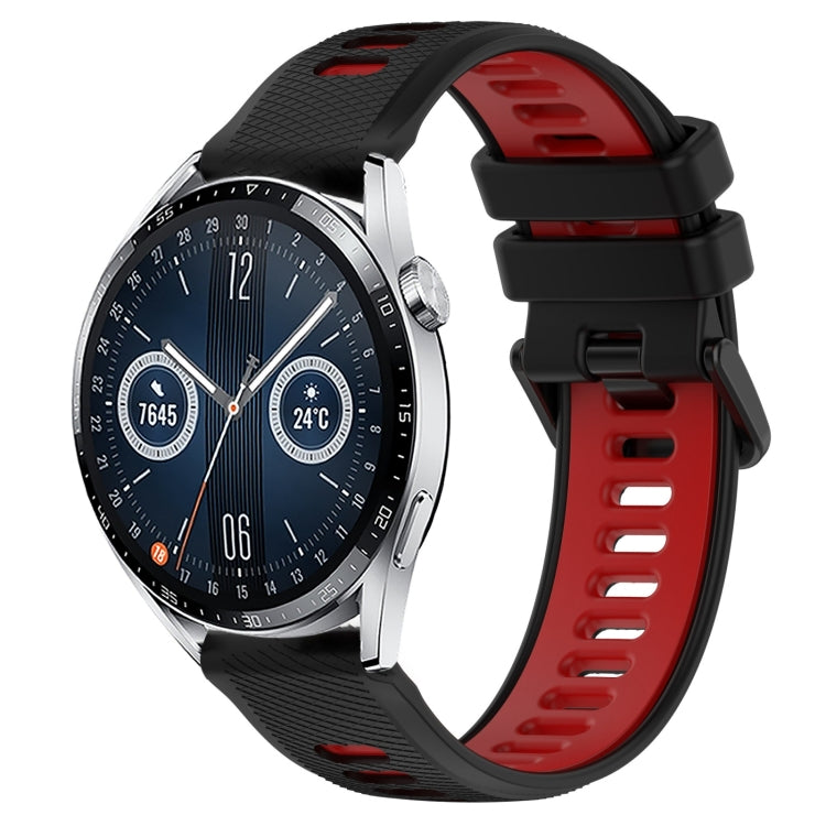For Huawei Watch GT3 46mm 22mm Sports Two-Color Silicone Watch Band(Black+Red) - Smart Wear by PMC TechLife | Online Shopping South Africa | PMC TechLife