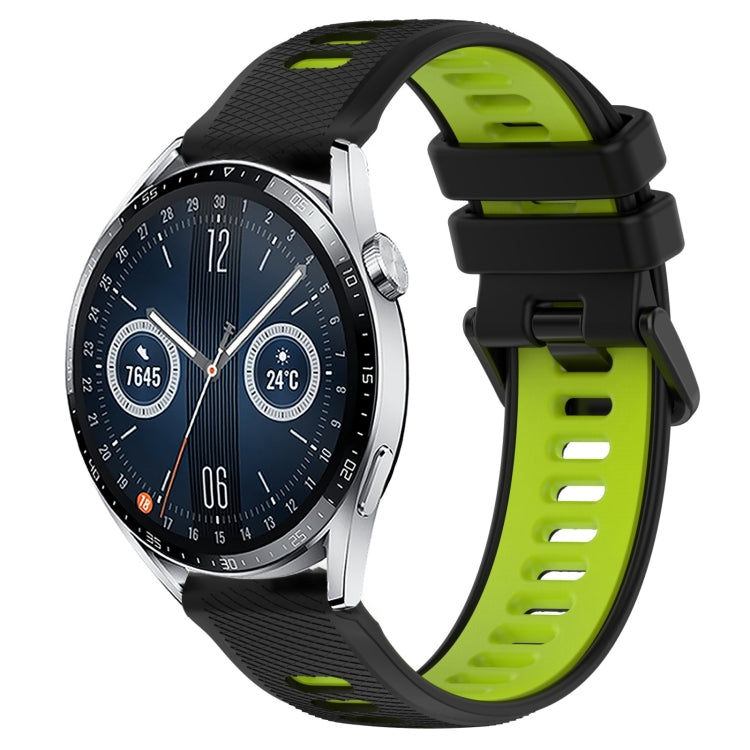 For Huawei Watch GT3 46mm 22mm Sports Two-Color Silicone Watch Band(Black+Green) - Smart Wear by PMC TechLife | Online Shopping South Africa | PMC TechLife