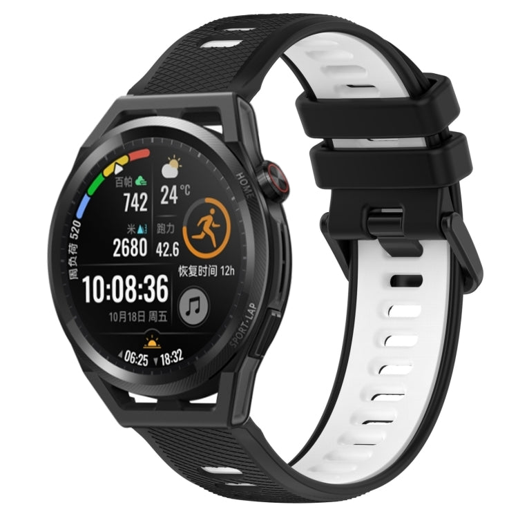For Huawei Watch GT Runner 22mm Sports Two-Color Silicone Watch Band(Black+White) - Smart Wear by PMC TechLife | Online Shopping South Africa | PMC TechLife