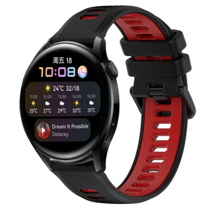 For Huawei Watch 3 22mm Sports Two-Color Silicone Watch Band(Black+Red) - Smart Wear by PMC Jewellery | Online Shopping South Africa | PMC Jewellery