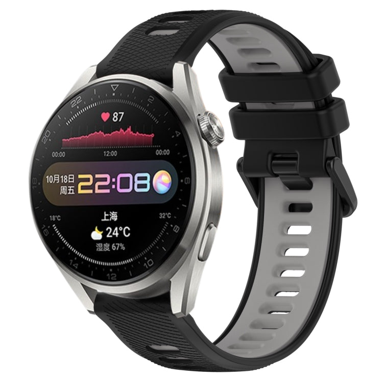 For Huawei Watch 3 Pro 22mm Sports Two-Color Silicone Watch Band(Black+Grey) - Smart Wear by PMC TechLife | Online Shopping South Africa | PMC TechLife