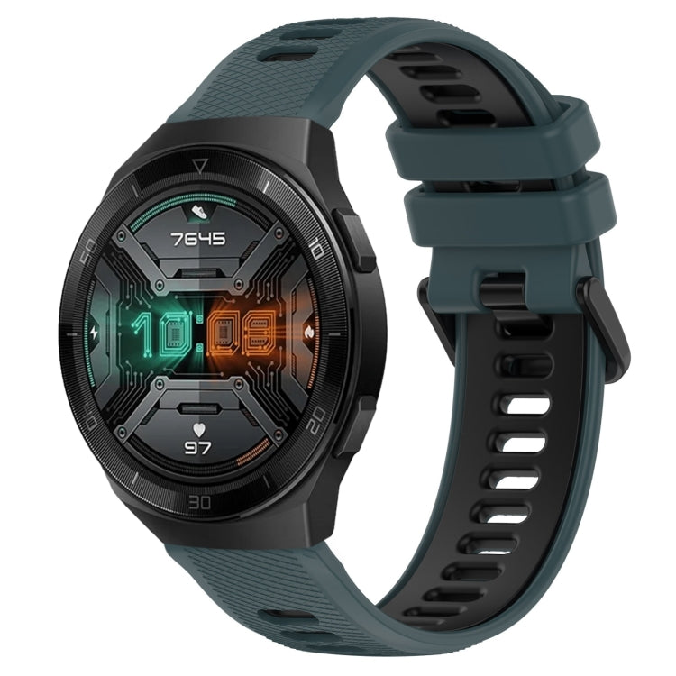 For Huawei Watch GT 2E 22mm Sports Two-Color Silicone Watch Band(Olive Green+Black) - Smart Wear by PMC TechLife | Online Shopping South Africa | PMC TechLife