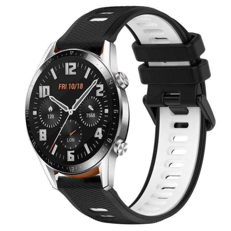 For Huawei GT2 46mm 22mm Sports Two-Color Silicone Watch Band(Black+White) - Smart Wear by PMC TechLife | Online Shopping South Africa | PMC TechLife