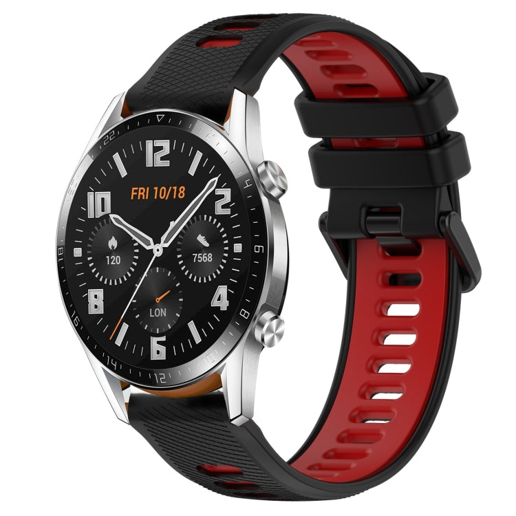 For Huawei GT2 46mm 22mm Sports Two-Color Silicone Watch Band(Black+Red) - Smart Wear by PMC TechLife | Online Shopping South Africa | PMC TechLife